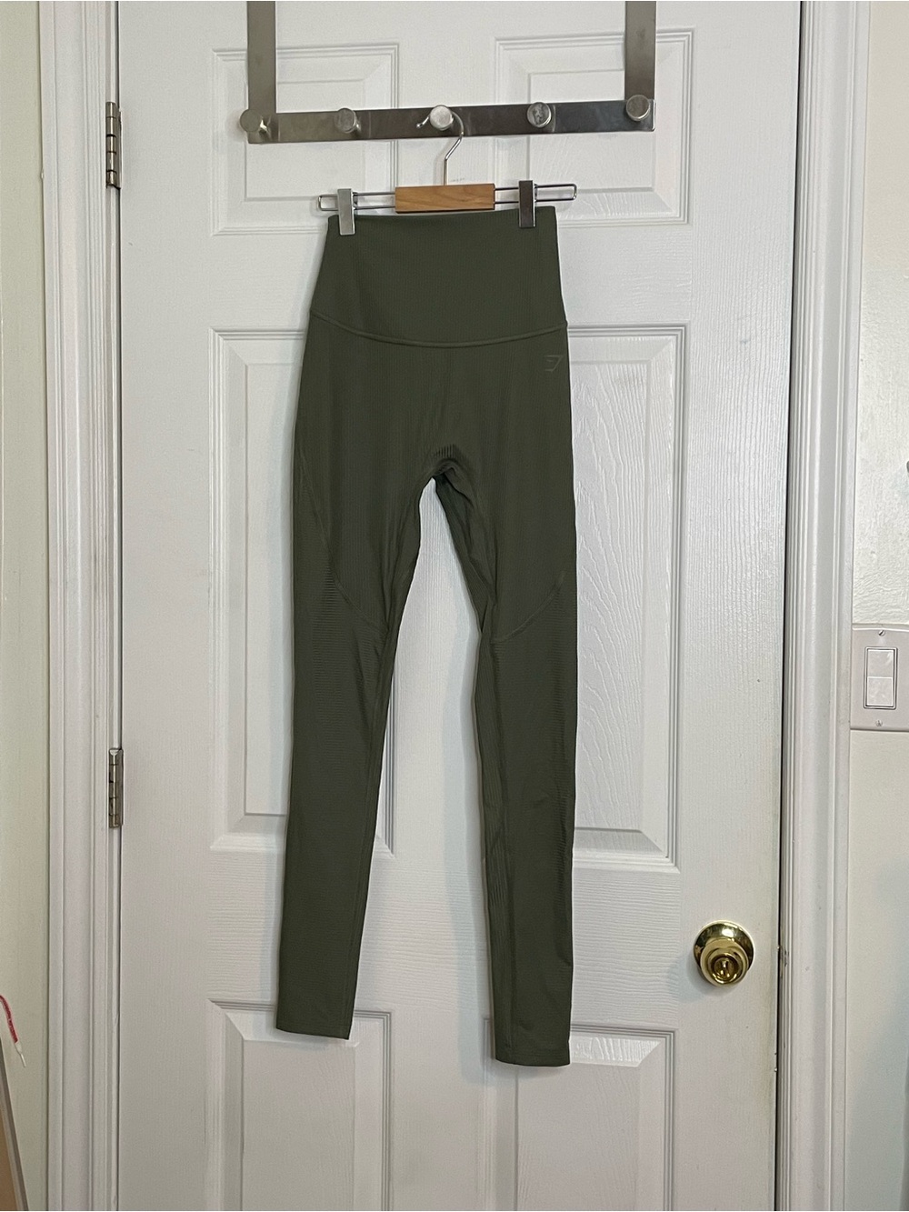 Gymshark Olive Green Ribbed High-Rise Leggings Size XS